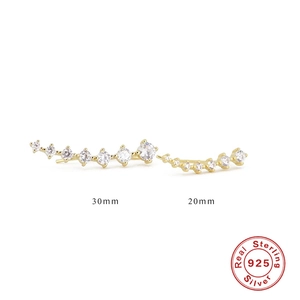 925 Sterling Zilver Zirkoon Oorknopjes Geometrische Lijn Oorkruiper Oorbellen Voor Vrouwen Mode Sieraden Dagelijks Geschenk Goud Zilver