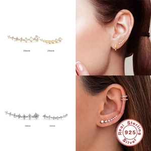S925 sterling zilveren ear climbers met zirkonia in goud- en zilverkleurige afwerking