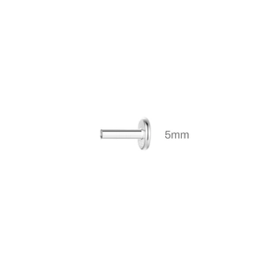 5mm S925 sterling silver labret stud post with flat base and threaded piercing part
