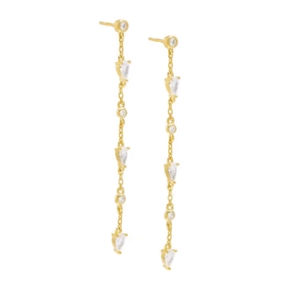 Boucles d'oreilles pendantes minimalistes en argent S925 doré avec zircons poire