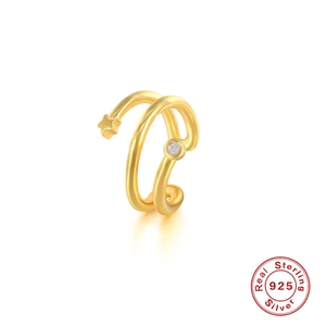 925 Sterling Silver Multi Layer Spiral Ear Cuff For Women Zirconia Inlaid Star Geometric Clip On Earrings Gold Silver Plated Jewelry
