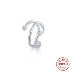 S925 sterling silver multi-layer ear cuff featuring a polished star and cubic zirconia