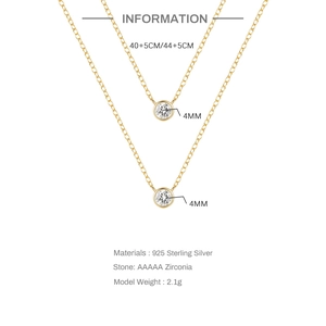 Classic 925 sterling silver layered necklace set with 4mm AAAAA zirconia pendants