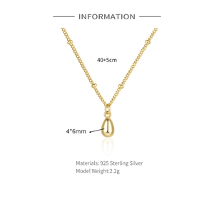 Details zur S925 Sterlingsilber Wassertropfen-Halskette mit Maßen und 40+5cm Kettenlänge