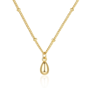 Minimalistische S925 Silber Tropfenkette mit 18K Goldbeschichtung auf Perlenkette