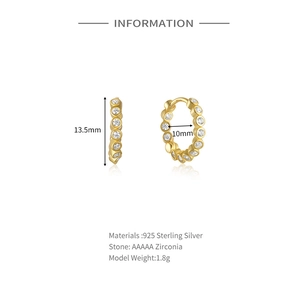 Detailed size specifications for gold plated S925 sterling silver eye hoop earrings