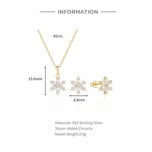 Detailspezifikationen für 925 Silber Schneeflocke Schmuckset mit Zirkonia Steinen