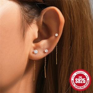 Set di orecchini a perno e nappa a catena lunga in argento sterling 925 cz