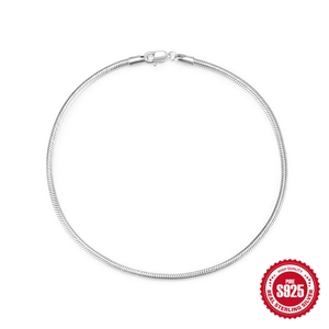 Classic S925 sterling silver snake chain bracelet for men with a minimalist sleek finish