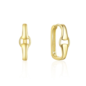 Macro view of gold plated s925 silver horsebit link earrings with high polish finish