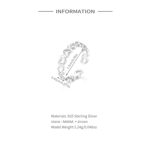 Detailed specs of S925 sterling silver heart toe ring with size 1.5cm inner diameter