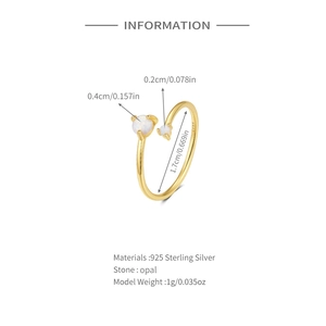 Detailed view of S925 sterling silver opal ring with 1.7cm inner diameter and size specs