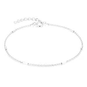 Poliertes S925 Sterlingsilber Armband mit Zylinderstäben und verstellbarem Verschluss