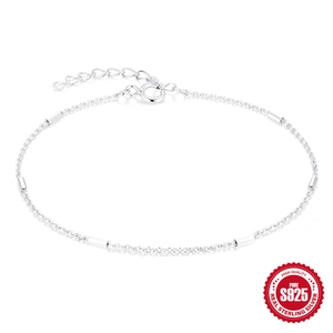 Minimalist 925 Sterlingsilber Balkenkette Armband Für Damen Verstellbare Geometrische Gliederkette Polierter Feinschmuck