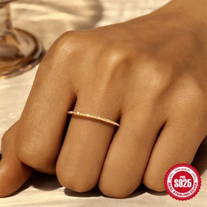 Elegant S925 sterling silver moon ring with pavé diamonds worn on finger