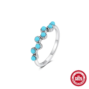 S925 sterling silver lotus ring featuring turquoise beads in a bohemian style