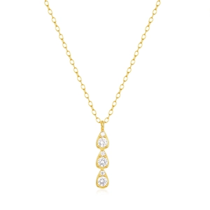 Elegante S925 Silber 18K Gold Halskette mit dreistufigen Tropfenanhängern und Zirkonia