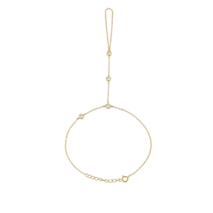 Elegante bracciale anello in argento S925 dorato con quattro zirconi tondi scintillanti