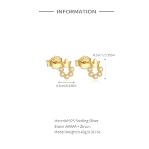 Makro-Detail von Kronen-Ohrsteckern aus 925er Sterlingsilber mit AAAAA-Zirkon-Steinen