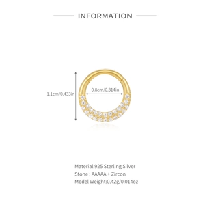 Specifiche dettagliate delle dimensioni per l'anello in argento 925 con zirconi