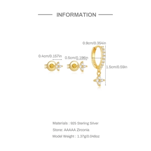 Detail showing S925 sterling silver four-leaf flower earrings set with AAAAA zircon