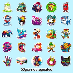 50pcs unique street style graffiti stickers for laptops and luggage in grid layout