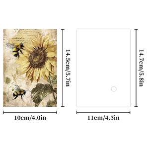 Retro sunflower oil painting decorative papers with dimensions 14.5x10cm for scrapbooking