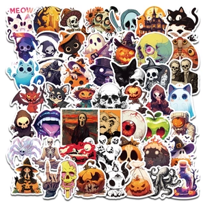 Halloween Wasserdichte Vinyl Aufkleber Für Wasserflasche Laptop Koffer Sortiertes Muster Cartoon Kürbis Skelett Geist Sticker