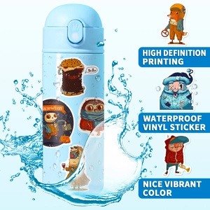 Lot de 50 stickers en vinyle étanches avec animaux et nourriture pour valises et gourdes
