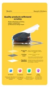 Structure d'autocollant à trois couches avec film étanche et adhésif sans traces