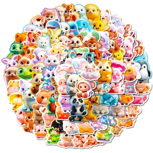 Détails d'autocollants 3D d'animaux mignons avec pandas et chats pour décoration créative