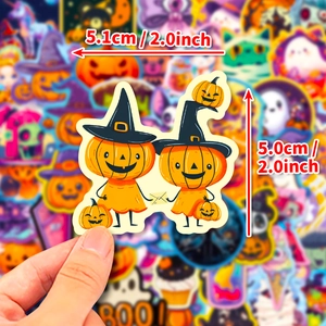 Halloween pumpkin wizard sticker set with 2.0 inch dimensions for laptop and luggage decor