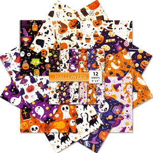 Halloween Scrapbook Paper Cartoon Pumpkin Ghost Skull Decorative Material Paper For DIY Journal Crafting Art Supplies