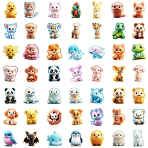 Lot de 49 autocollants d'animaux 3D mignons pour décoration de bagages et ordinateurs