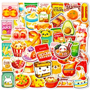Autocollants Nourriture Dessin Animé Kawaii Imperméable Vinyle Décalcomanies Pour Ordinateur Portable Valise Bouteille d'eau Scrapbooking DIY Décoration