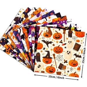 12 sheets of 6x6 inch Halloween scrapbook paper with cute ghost and pumpkin patterns