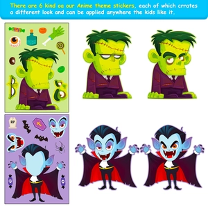 Halloween DIY Aufkleber mit Frankenstein und Vampir Puzzle-Designs für Kinder zum Basteln