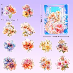 30 pack of gold embossed floral PET stickers for scrapbooking and creative decoration