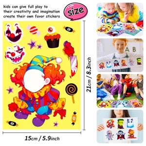 Halloween DIY Sticker-Set mit Kürbis- und Monstermotiven für Kinder, Größe 15x21cm
