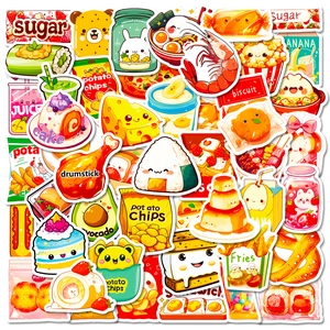 Autocollants de nourriture kawaii imperméables pour ordinateurs et guitares variés