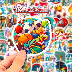 Waterproof sports stickers set with football and basketball motifs for luggage decoration
