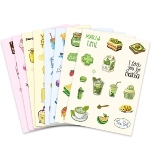 Lot de 8 feuilles d'autocollants mignons et étanches style sel aux thèmes variés