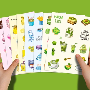 Détail de 8 autocollants décoratifs mignons dessinés à la main pour le scrapbooking et le DIY