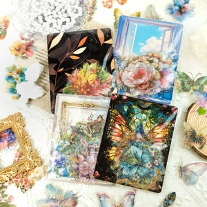 30 Piezas PET Estampado en Oro Vintage Flor Hoja Pegatinas Impermeable Floral Scrapbooking Pegatinas Para Diario DIY