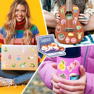Kit autocollants mignons pour décorer ordinateur portable, ukulélé et gourde