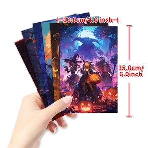 Dark gothic Halloween aesthetic art cards featuring witches and pumpkins 4x6 inches