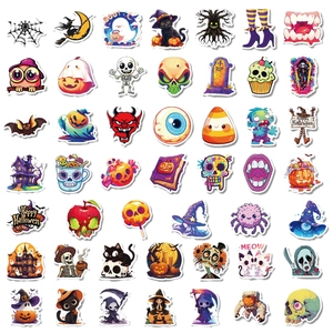 300 pieces Halloween graffiti stickers with pumpkins ghosts and skeletons set on white backdrop