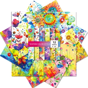 Confezione Carta Per Scrapbooking Acquerello Floreale Botanica Carta Patinata Per Artigianato Fai Da Te Diario Forniture Artistiche Carta Decorativa