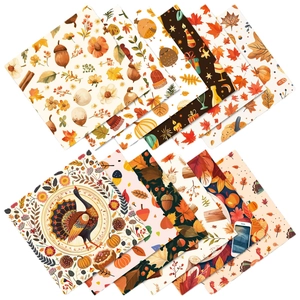 Thanksgiving scrapbook paper set with turkey pumpkin and autumn leaf patterns