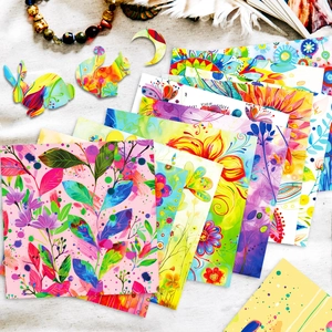 Kit carta per scrapbook bohémien colorato con ritagli decorativi a forma di animali
